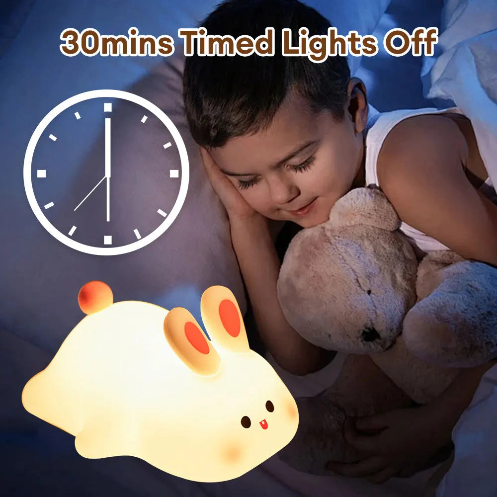 Cute Rabbit Silicone Night Lamp Touch Sensor Big Face Rabbit Pat Night Light Timing USB Rechargeable Light for Kids Gift (Copy)