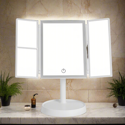 GlamFold LED Mirror: HD 360° Rechargeable