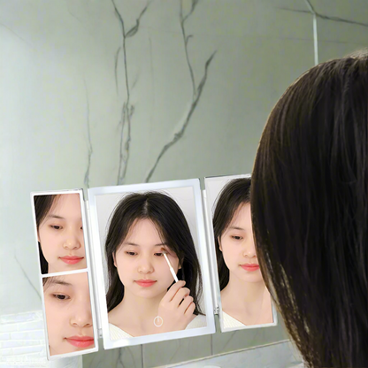 GlamFold LED Mirror: HD 360° Rechargeable