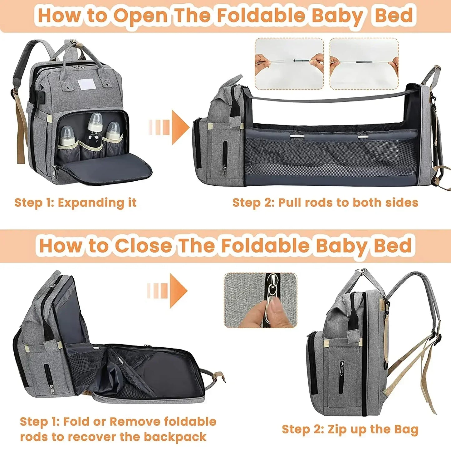 Mommy Backpack & Baby Bed Combo