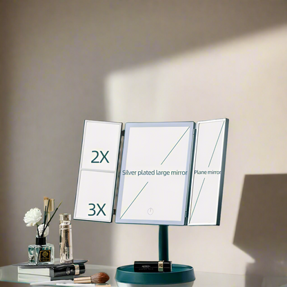 GlamFold LED Mirror: HD 360° Rechargeable